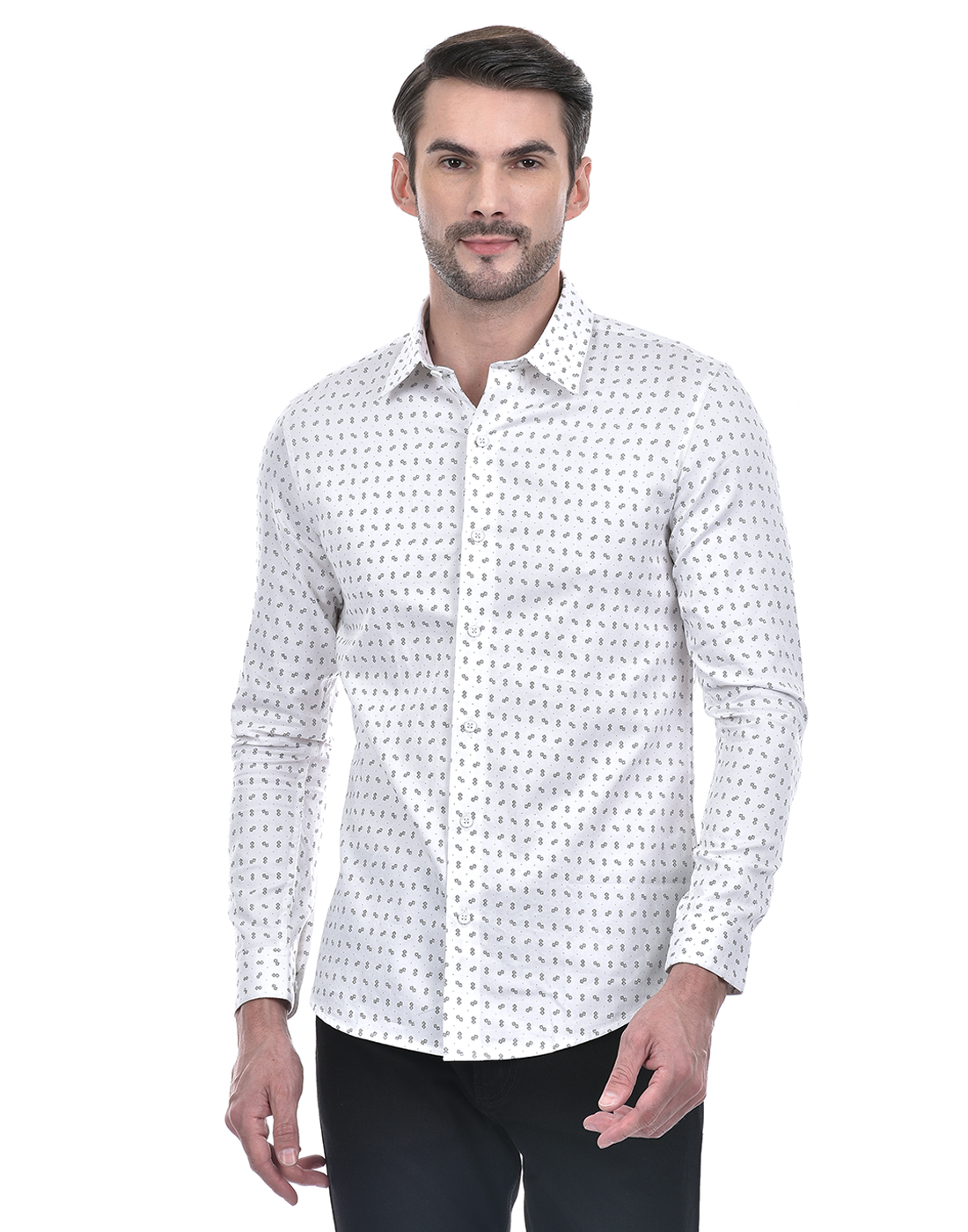 Numero Uno Men Abstract White Shirt